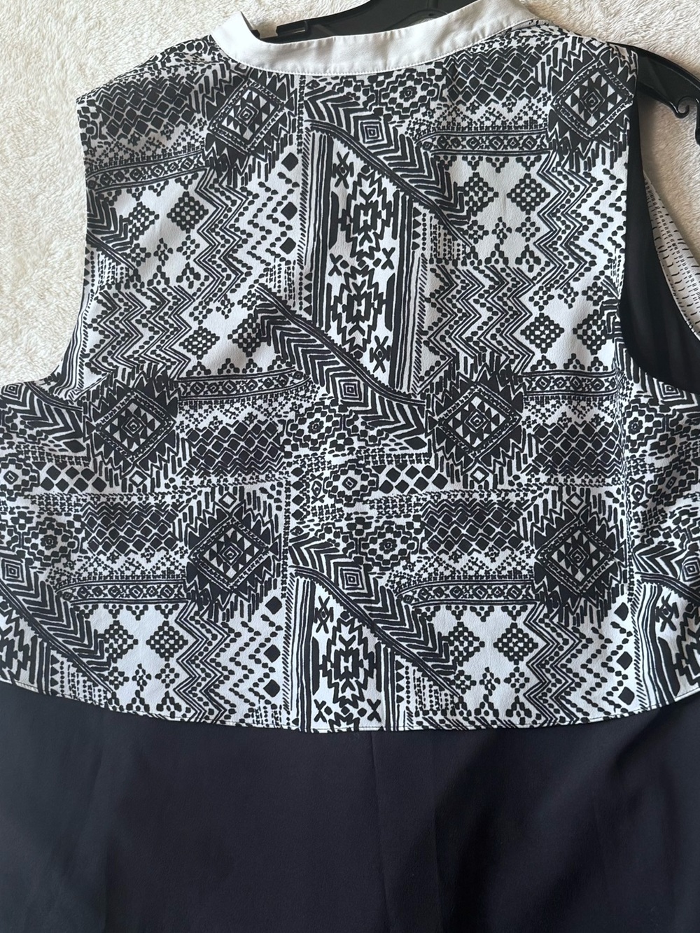 DKNY Layered Sleeveless Midi Dress Black White Abstract Geo Print Asymmetric XL - Picture 3 of 15